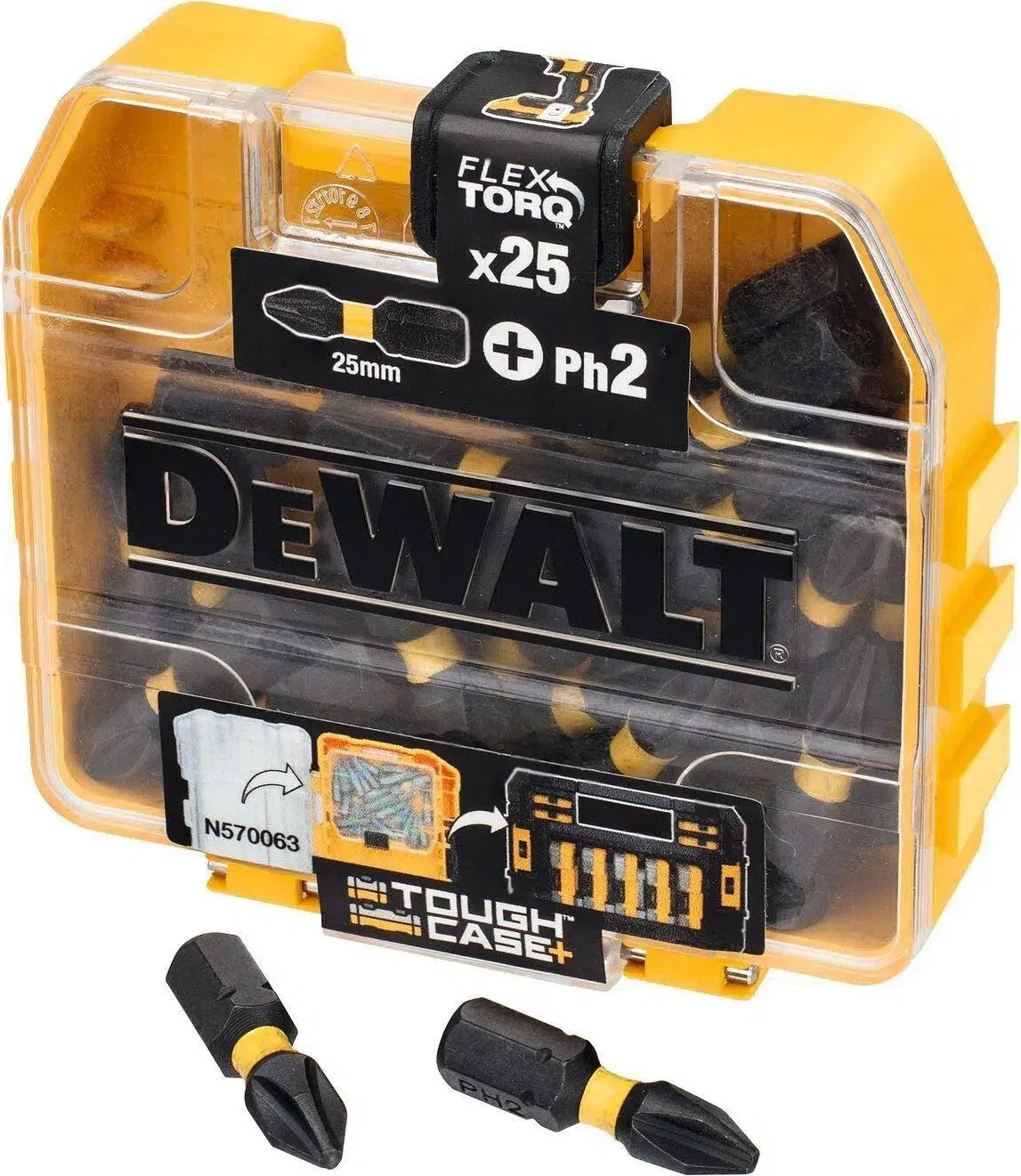 DeWALT DT70555T FLEXTORQ Schroefbits PH2 25mm in TOUGH CASE VE=25
