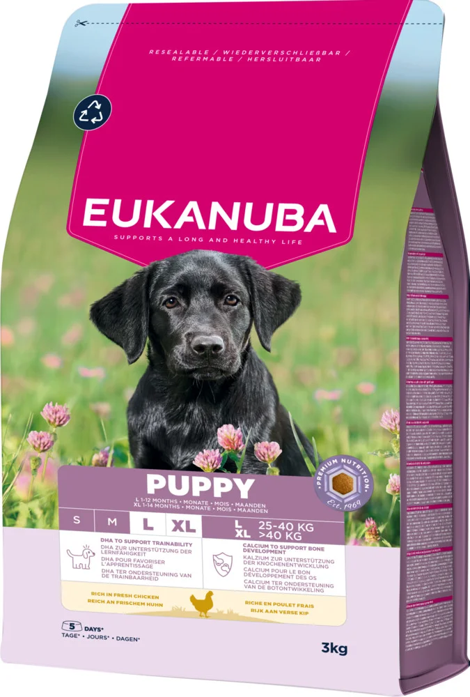 3x Eukanuba Hondenvoer Droog Life Care Dog Puppy Large Kip 3 kg