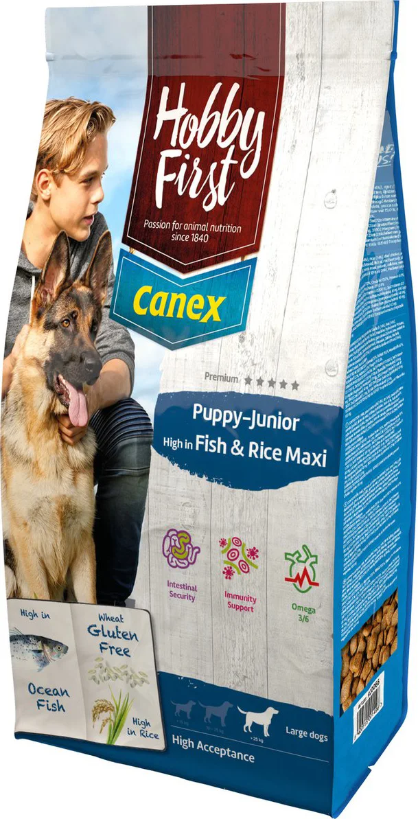 HobbyFirst Canex Hondenvoer Puppy-Junior Maxi Vis & Rijst 12 kg