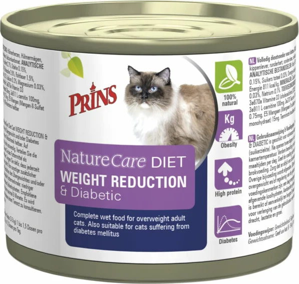 Prins NatureCare Diet Kattenvoer Nat Weight Reduction & Diabetic 200 gr