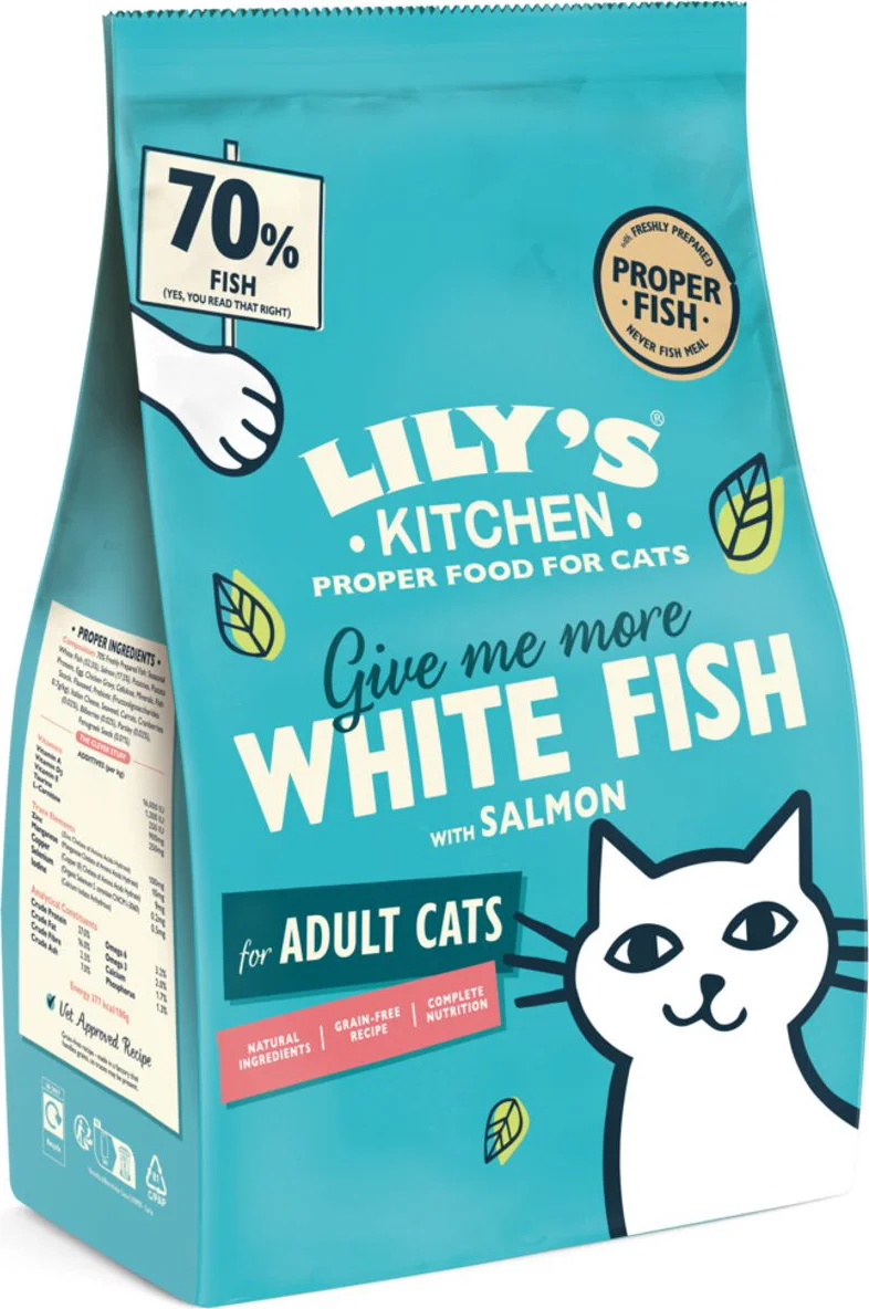 4x Lily's Kitchen Katenvoer Droog Adult Witvis & Zalm 800 gr