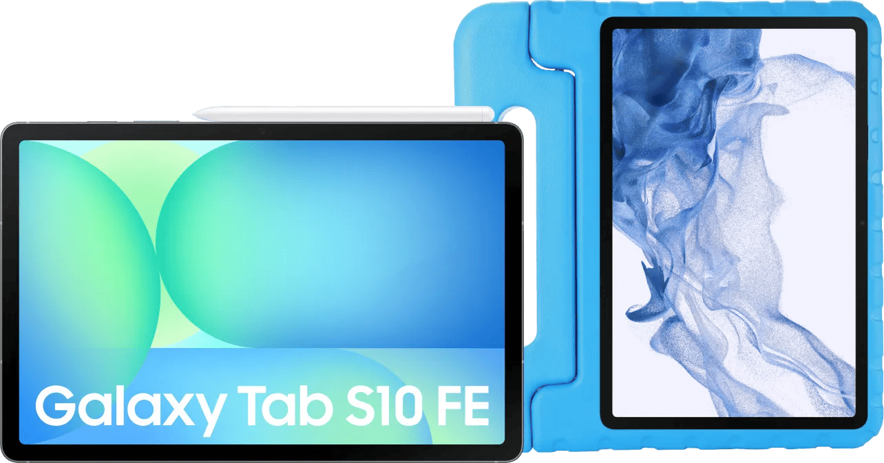Samsung Galaxy Tab S10 FE 10,9 inch 128GB Wifi en 5G Grijs + Just in Case Kids Cover Blauw