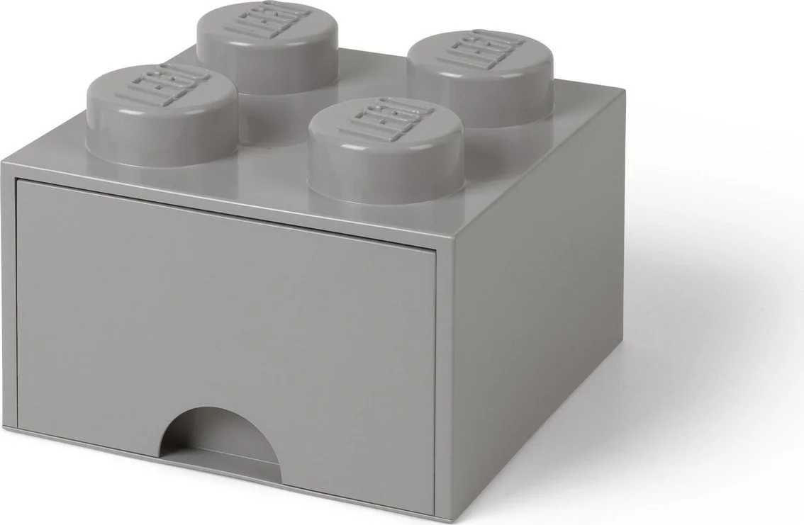 LEGO Steengrijze opslagsteen met 4 noppen en een lade