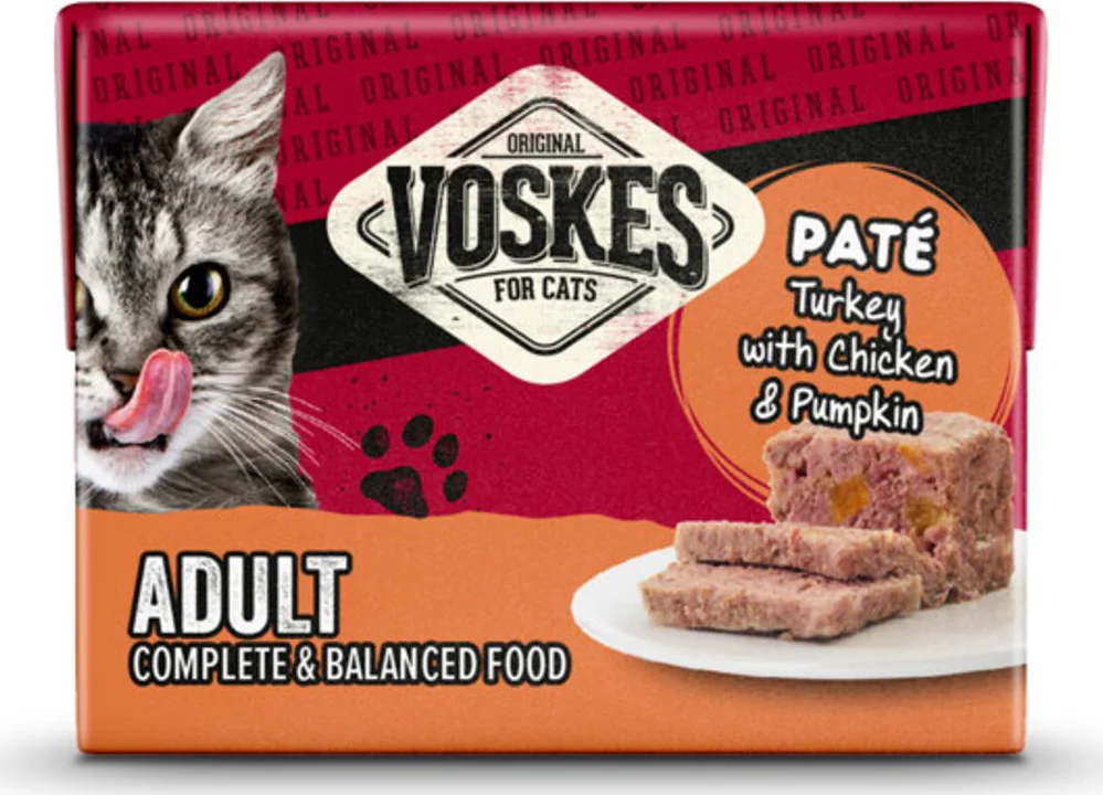 8x Voskes Original Paté Adult Kalkoen & Kip & Pompoen 8 x 95 gr