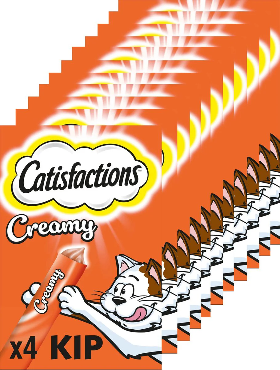 11x Catisfactions Kattensnack Kip Creamy 4 x 10 gr