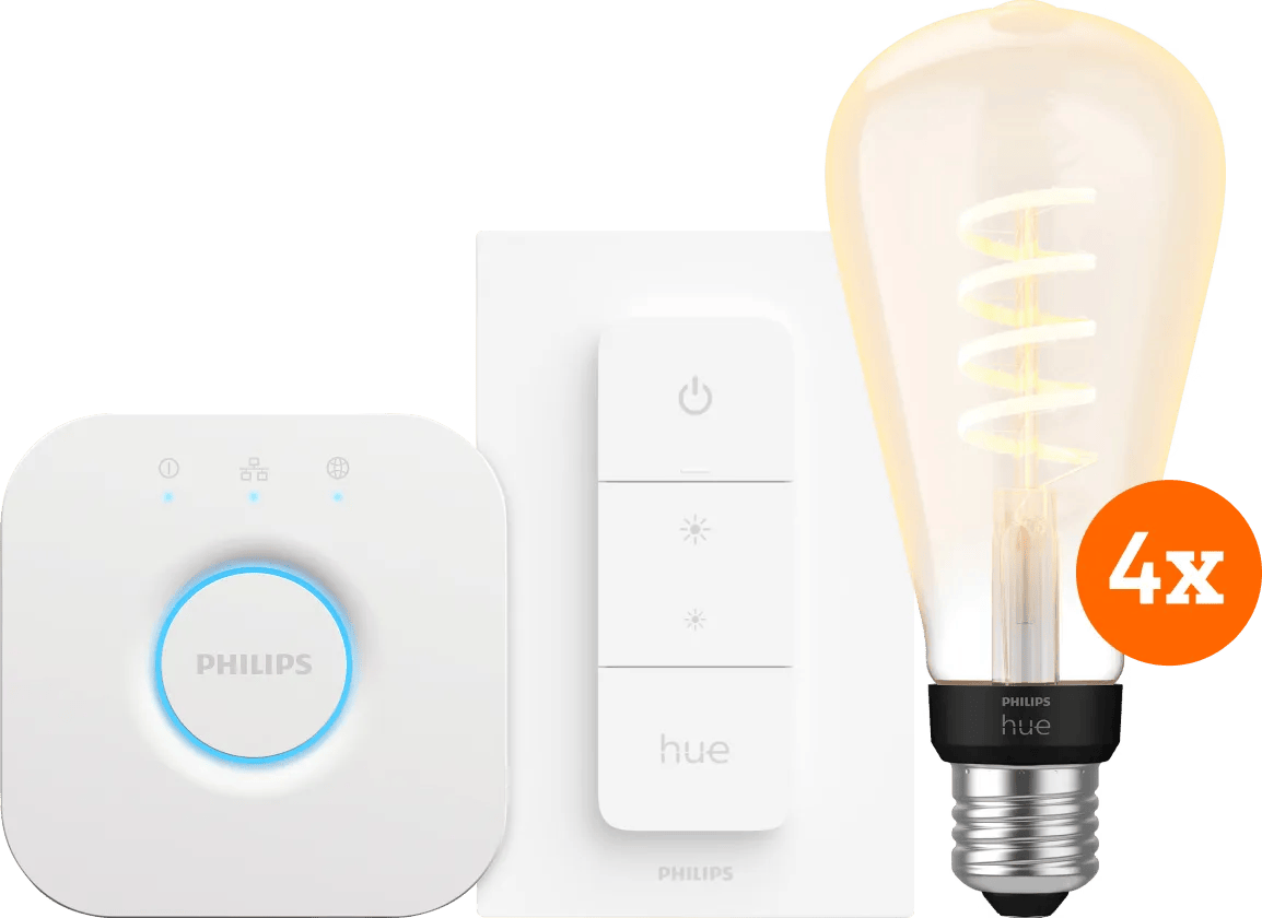 Philips Hue Filament White Ambiance Edison XL 4-Pack Startpakket