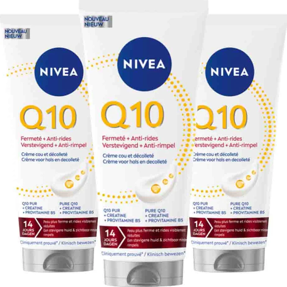 3x NIVEA Anti-rimpel Hals & Decolleté Q10 Crème 200ml