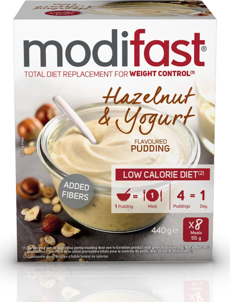 8x Modifast Weight Control Pudding Yoghurt Hazelnoot 8 x 55 gr