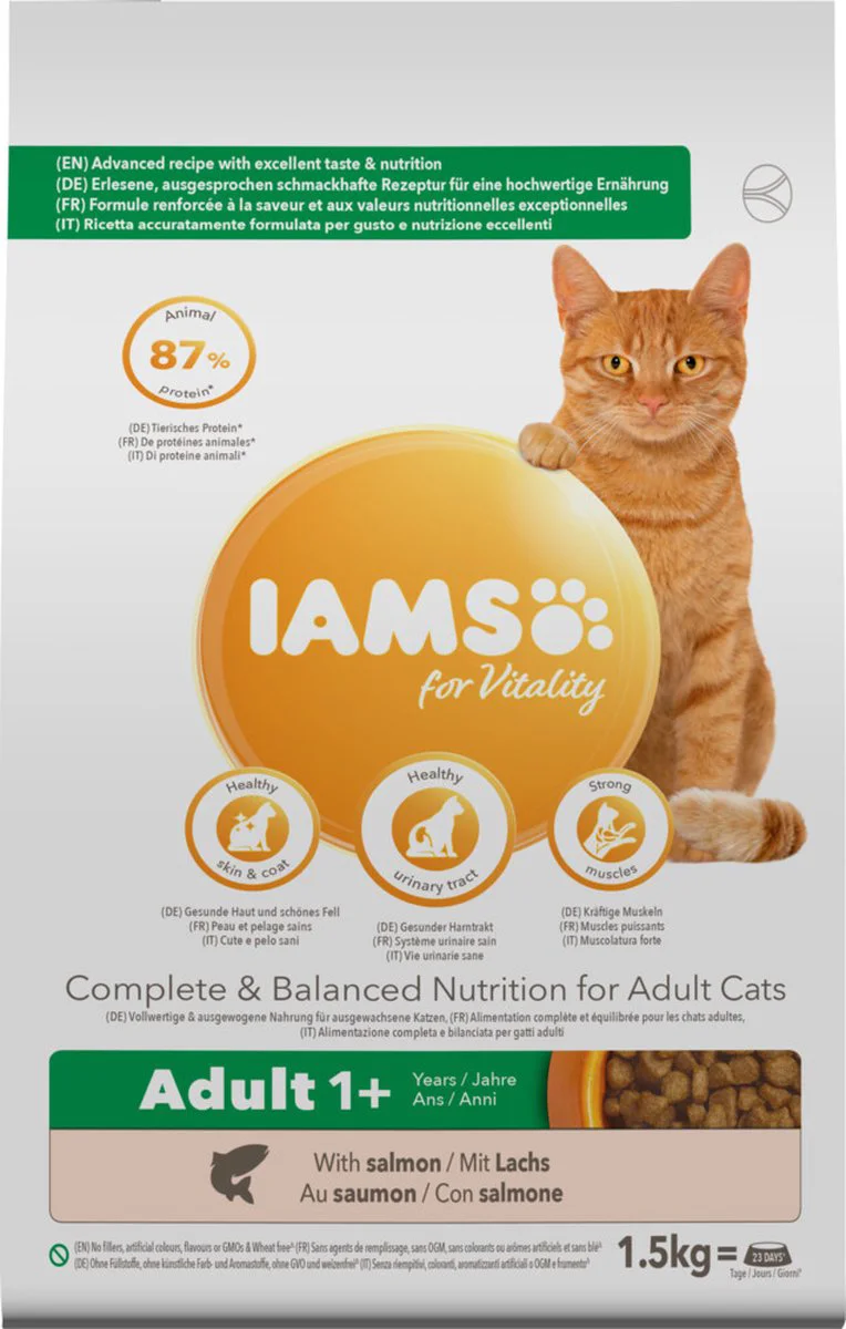 4x IAMS Kat Adult Zalm 1,5 kg