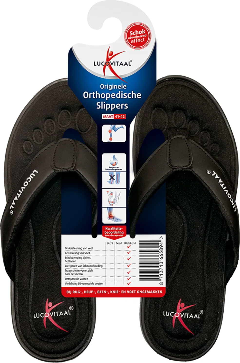 Lucovitaal Orthopedische Slippers Maat 41-42 Zwart 1PR