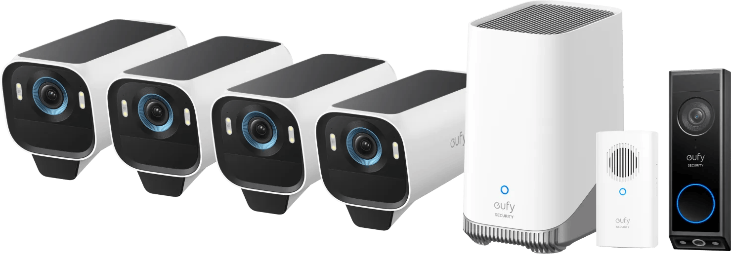 EufyCam S3 Pro 4-Pack + Video Doorbell E340 + Chime