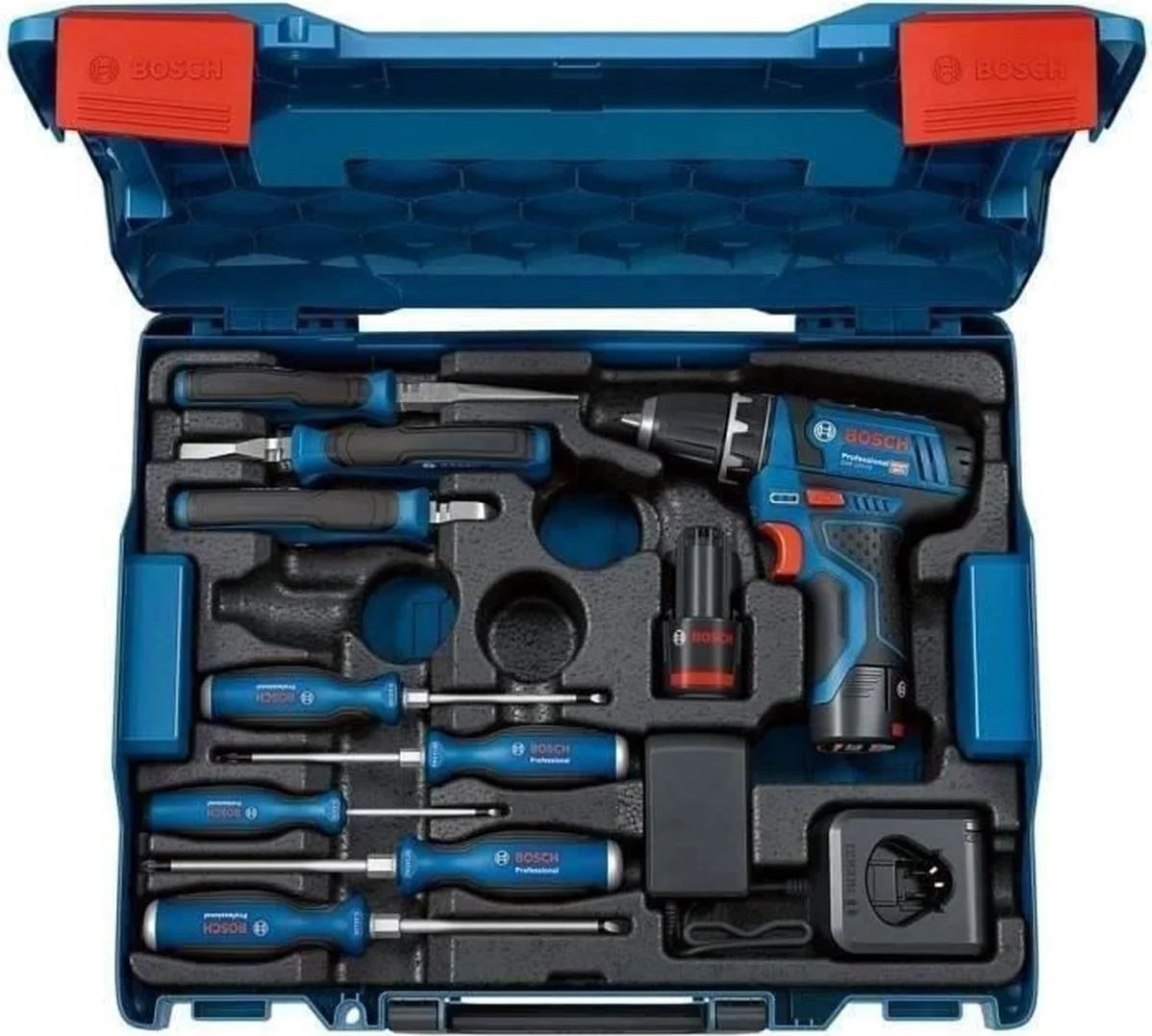 Bosch Professional PRO GSR 12V-15 Accu schroefboormachine + 8 Handtools - 060186810R