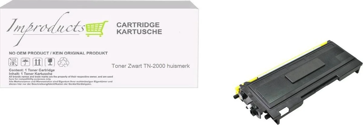 Improducts® Toner - Alternatief Brother TN-2000 / TN-2005 zwart hoge inhoud XL