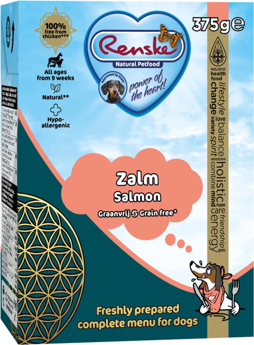 12x Renske Vers Graanvrij Tetra Hondenvoer Nat Zalm 375 gr