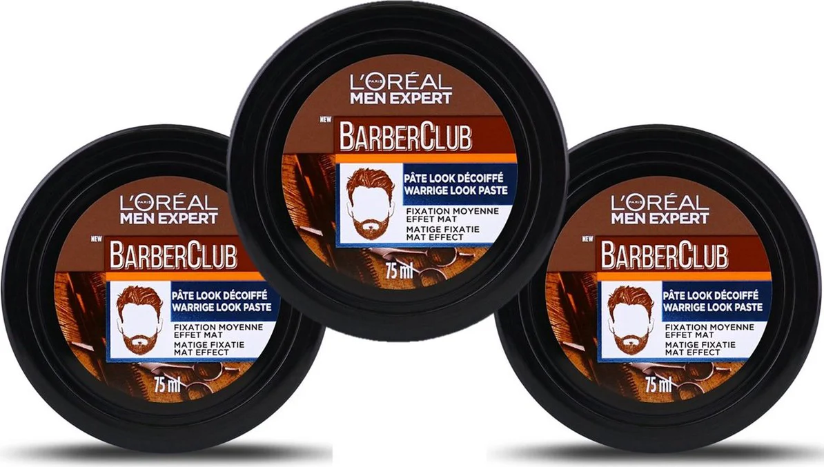 3x L'Oréal Men Expert BarberClub Styling Paste 75 ml