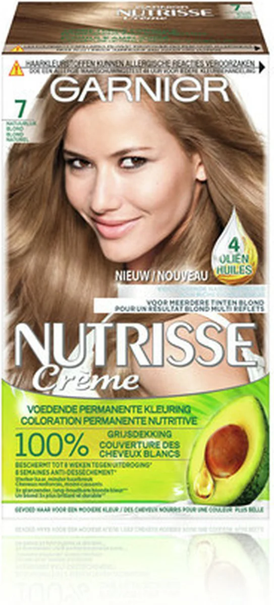3x Garnier Nutrisse Ultra Crème Permanente Haarkleuring 7.0 Natuurlijk Blond