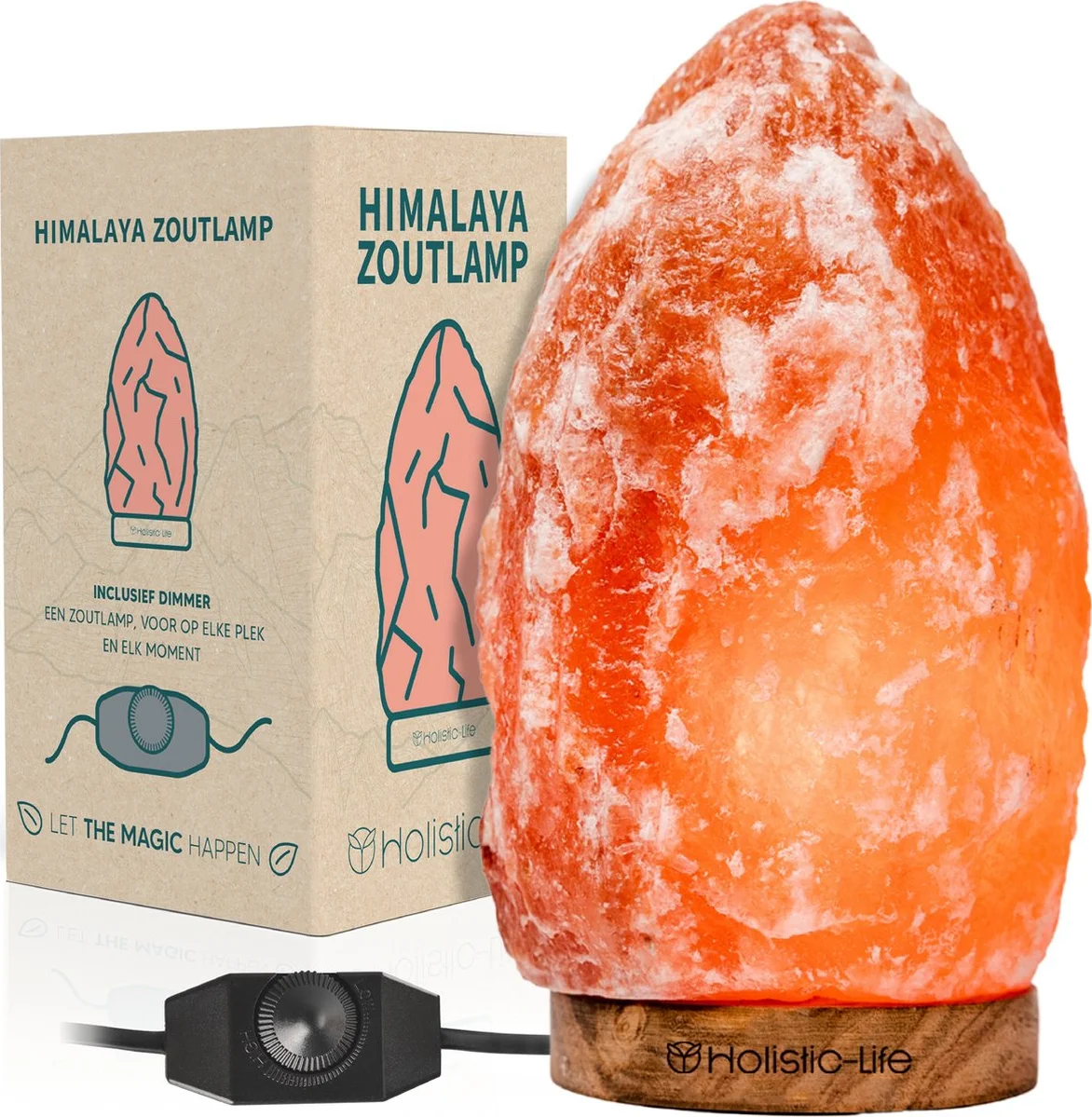 Dimbare Grote Zoutlamp 3-5KG Himalayazout– Tafellamp – Sfeerlamp – Zoutsteen Nachtlampje - Incl. E-book