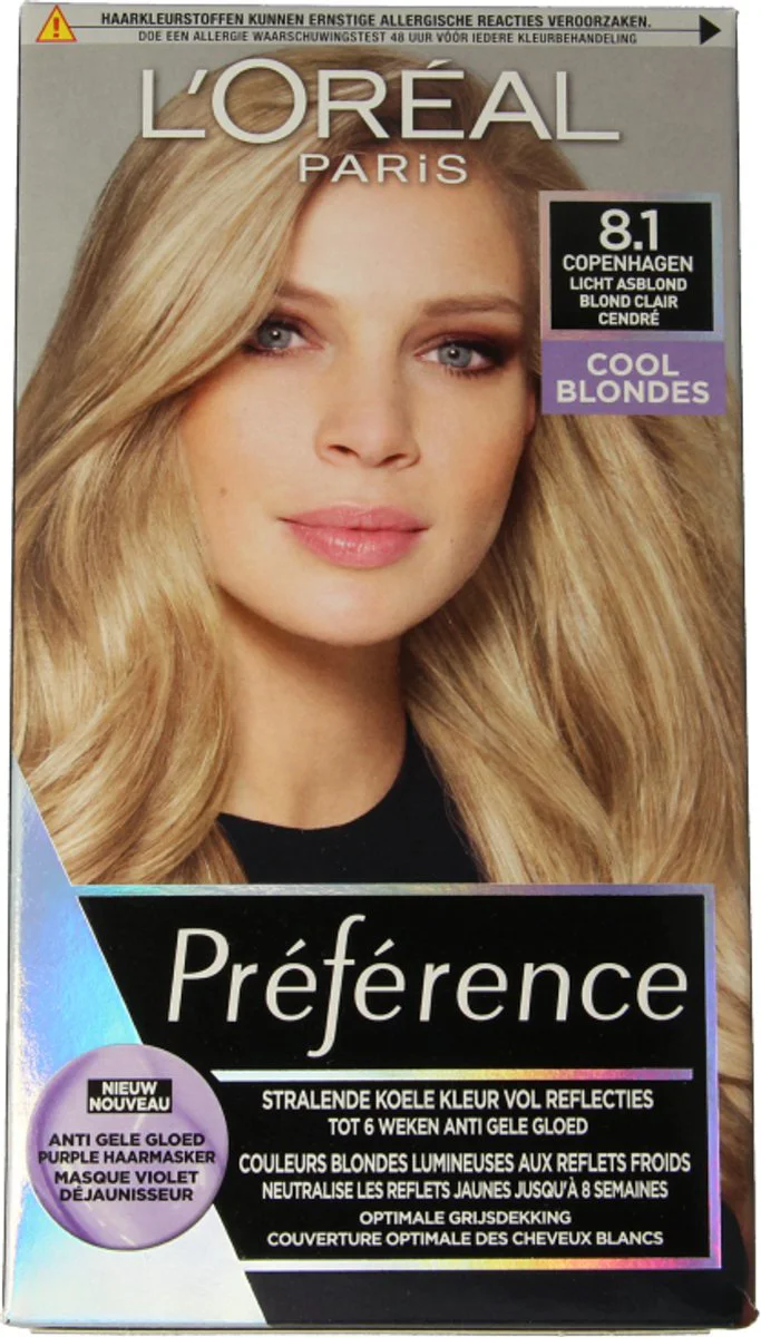 L'Oréal Préférence Cool Blondes Permanente Haarkleuring 8.1 Licht Asblond