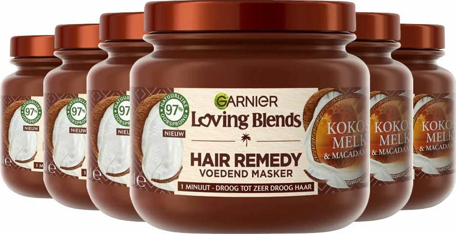 6x Garnier Loving Blends Kokosmelk en Macadamia Haarmasker 340 ml