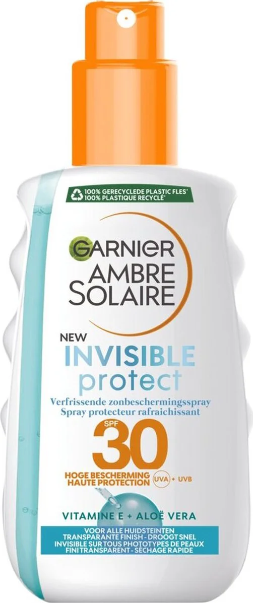 Garnier Ambre Solaire Invisible Protect Refresh Transparente Zonnebrandspray SPF 30 - Aloë Vera & Vitamine E - 200ml