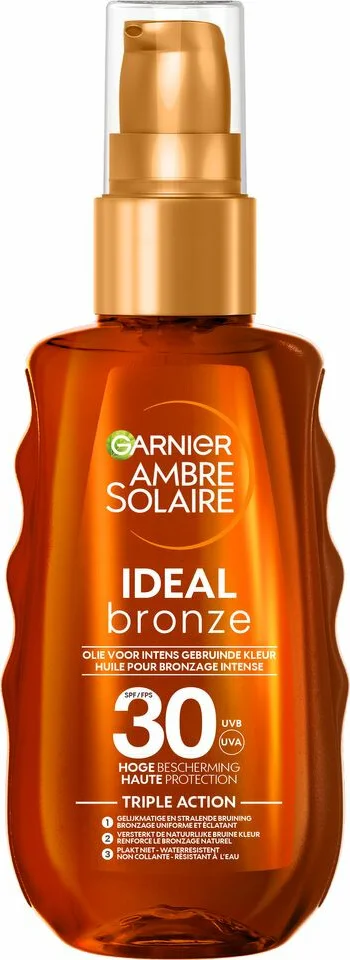 3x Garnier Ambre Solaire Ideal Bronze Beschermende Zonneolie SPF 30 150 ml