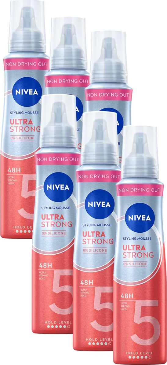 6x NIVEA Styling Mousse Hold 5 Ultra Strong 150 ml