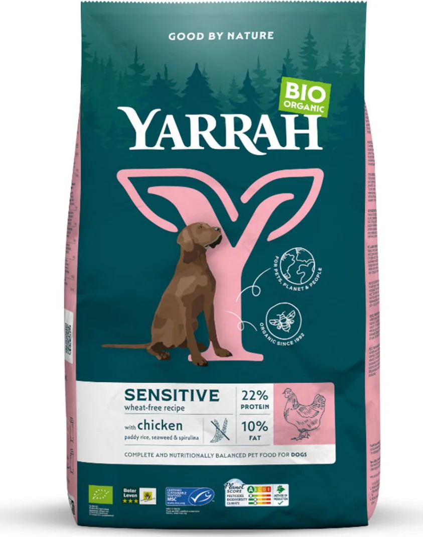 4x Yarrah Bio Hondenvoer Sensitive Adult Kip & Rijst 2 kg