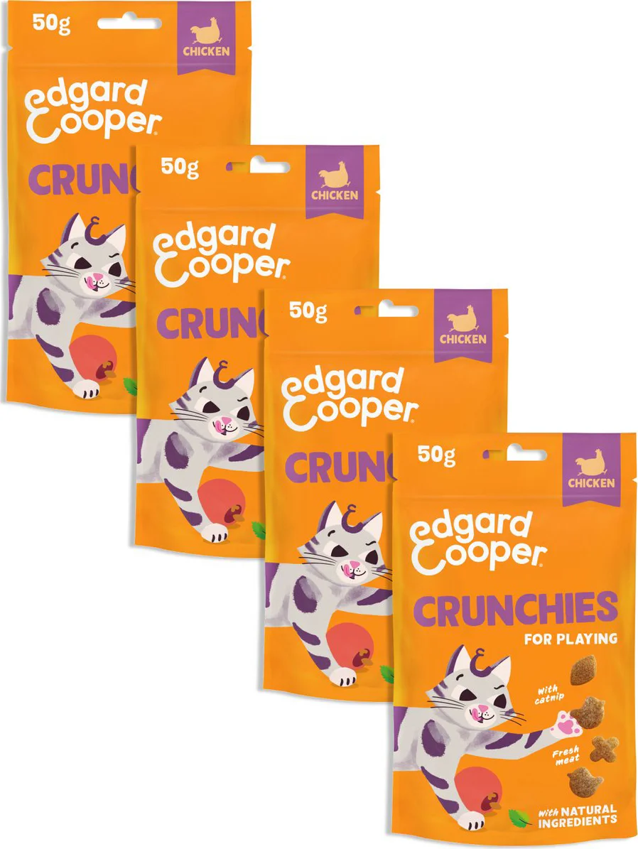 4x Edgard & Cooper Adult Crunchies Kattensnack Kip 50 gr