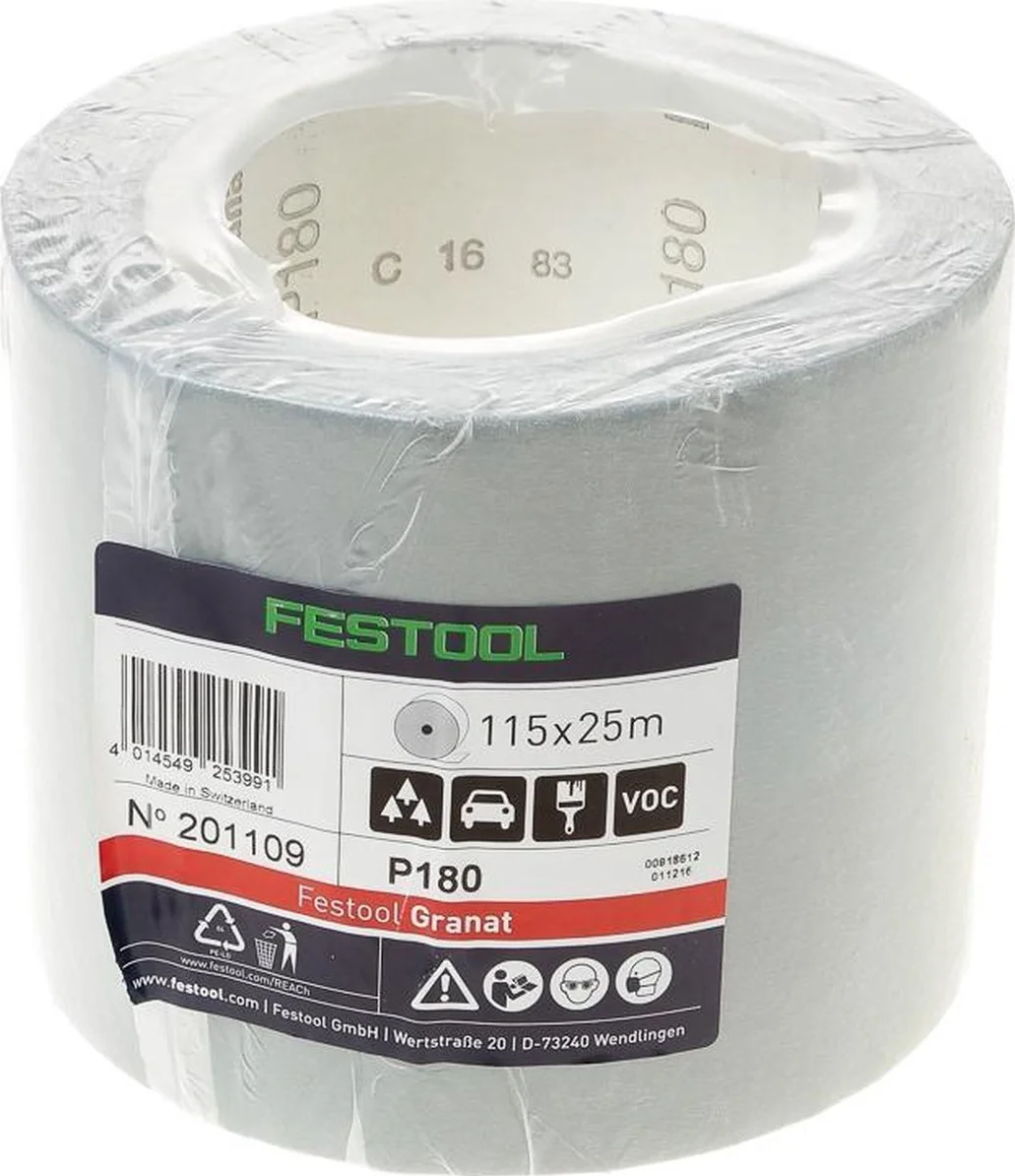 Festool 115x25m P180 GR Handschuurrol Granat - 201109
