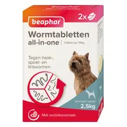 6x Beaphar All-in-one Ontworming Tabletten Hond 2,5 - 20 kg 2 tabletten