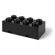 LEGO Zwarte opslagsteen met 8 noppen en 2 lades