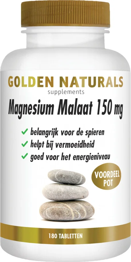 2x Golden Naturals Magnesium Malaat 150 mg 180 tabletten