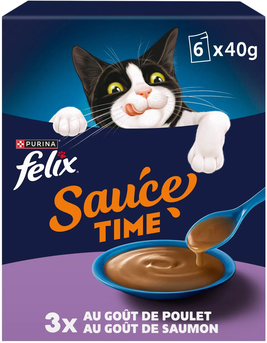 4x Felix Kattensnack Sauce Time Kip & Zalm 6x40 gr