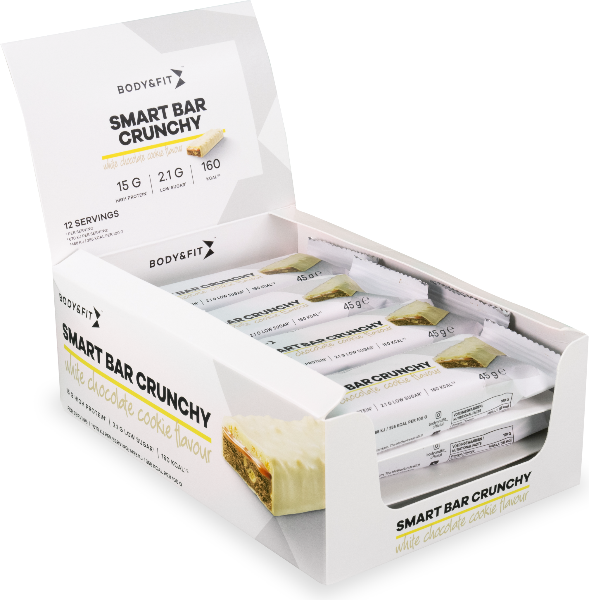 Body & Fit Smart Bar Crunchy White Chocolate & Cookies 12 x 45 gr