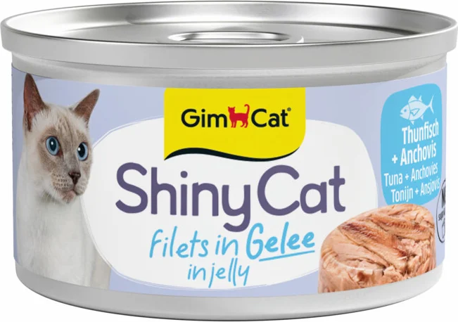 GimCat Kattenvoer Nat ShinyCat Filets in Jelly Tonijn & Anjovis 70 gr