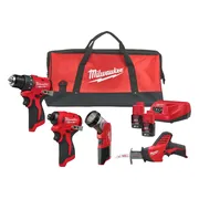 Milwaukee M12 BLPP4A-202B Accu combiset 4-delig 12V 2.0Ah in tas - 4933499693