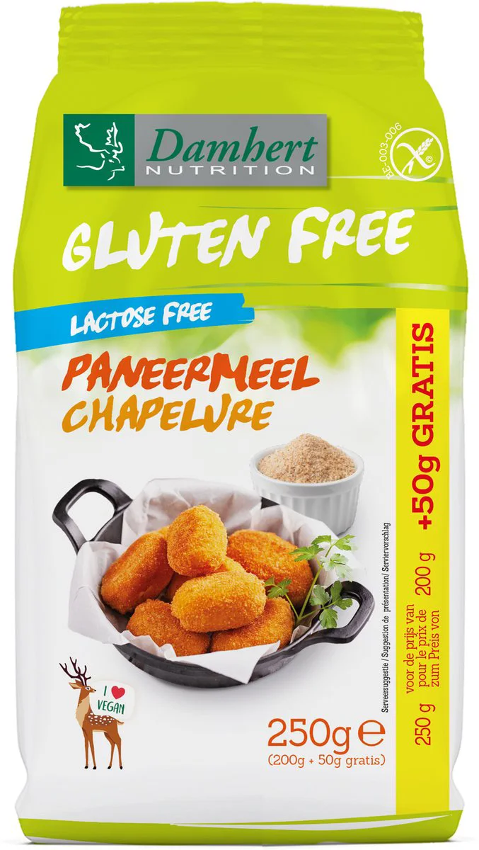 Damhert Gluten Free Lactose Free Paneermeel 200GR