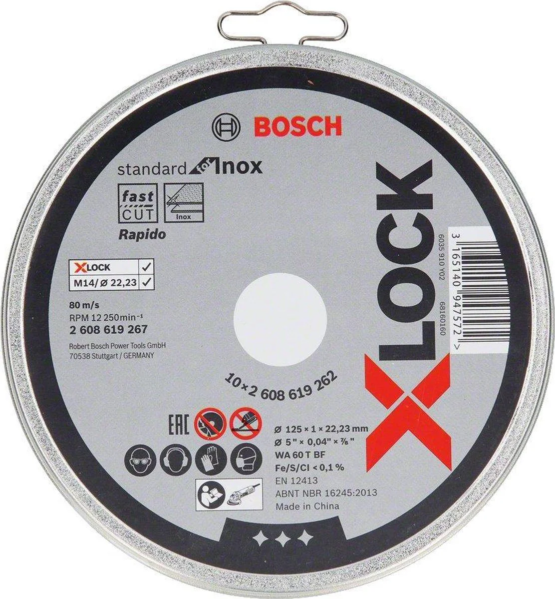 Bosch Professional X-LOCK Doorslijpschijven PRO Stainless Steel and Metal 125x22,23mm VE=10 - 2608619267