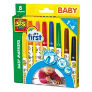 SES Creative My First Baby Markers - 8 Kleuren met Stevige Grip - Vanaf 1 Jaar - Baby Speelgoed - Goed Uitwasbaar - Schoencadeautjes Sinterklaas