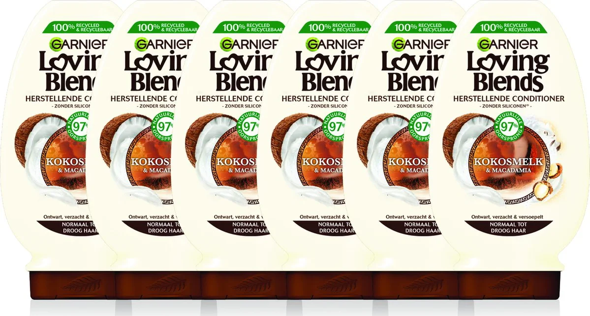 6x Garnier Loving Blends Kokosmelk en Macadamia Conditioner 250 ml
