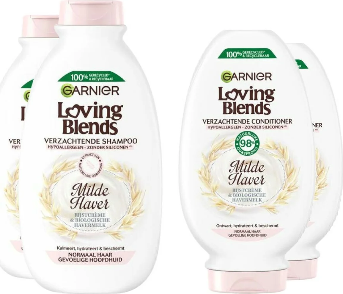 Garnier Loving Blends Milde Haver - Shampoo 2x 300 ml & Conditioner 2x 300 ml - Pakket