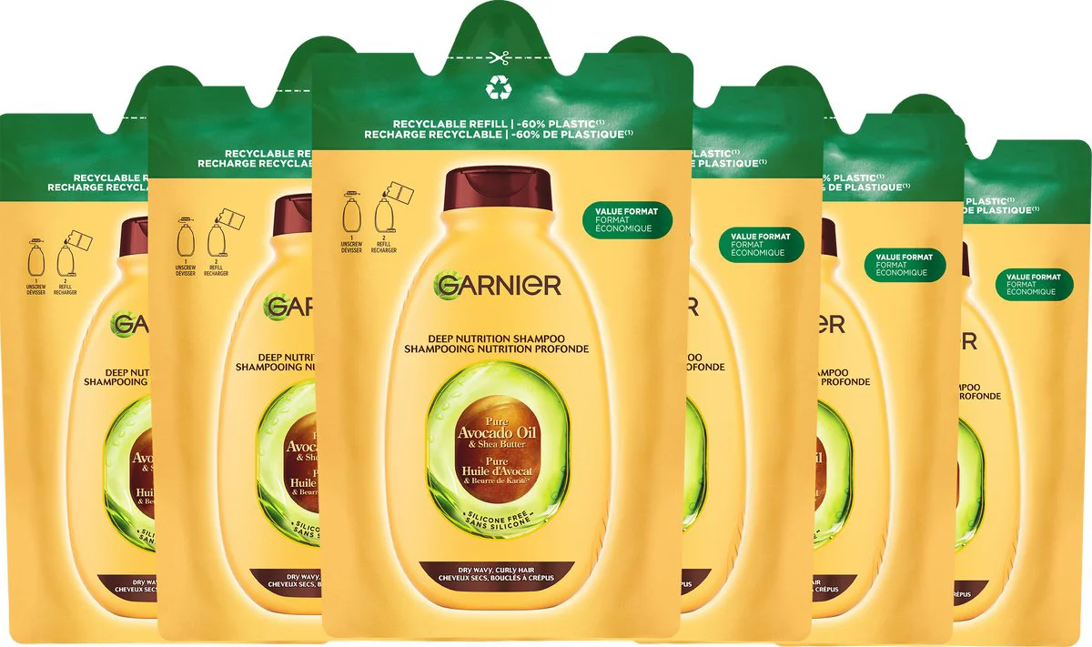 6x Garnier Loving Blends Avocado Olie en Shea Boter Shampoo Refill 250 ml