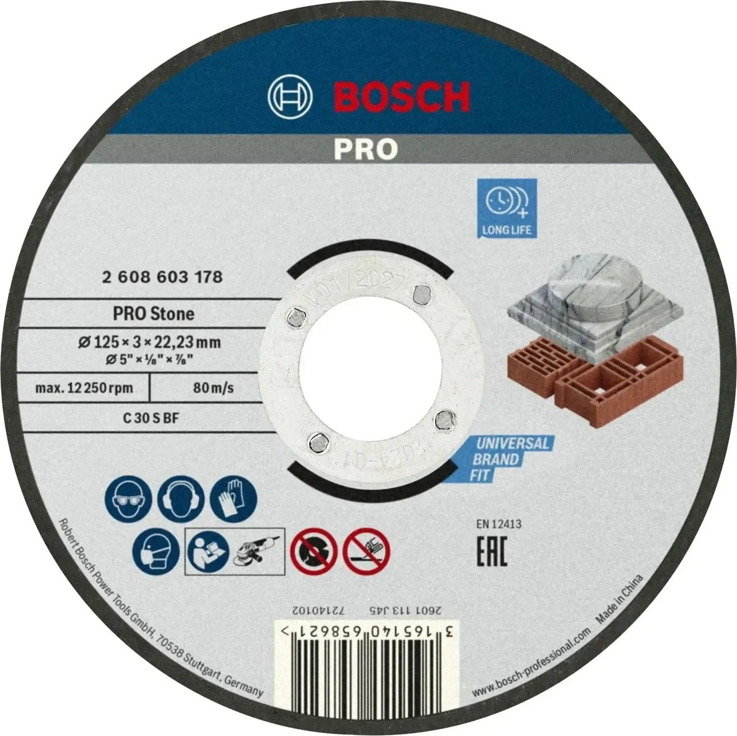 Bosch Professional Doorslijpschijf PRO Stone 125x22,23mm VE=1 - 2608603178