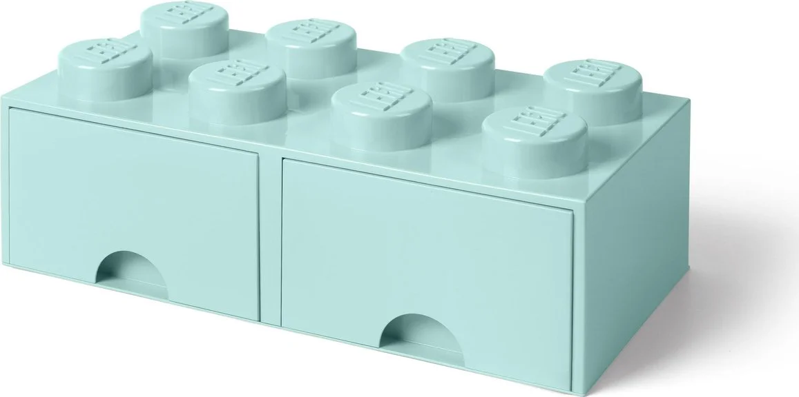 LEGO Opbergsteen met 8 noppen en 2 lades - zeeblauw
