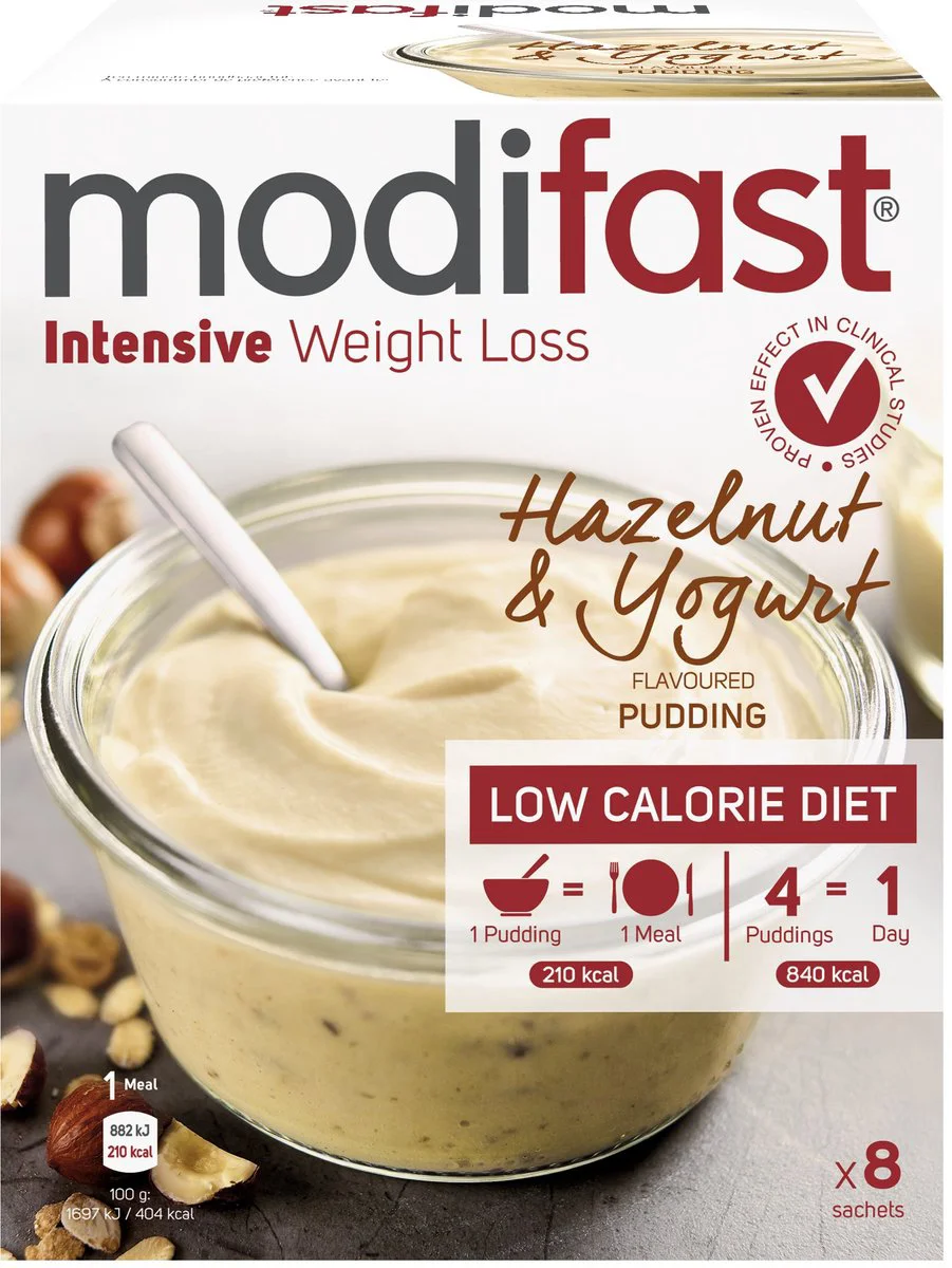 Modifast Weight Control Pudding Yoghurt Hazelnoot 8 x 55 gr