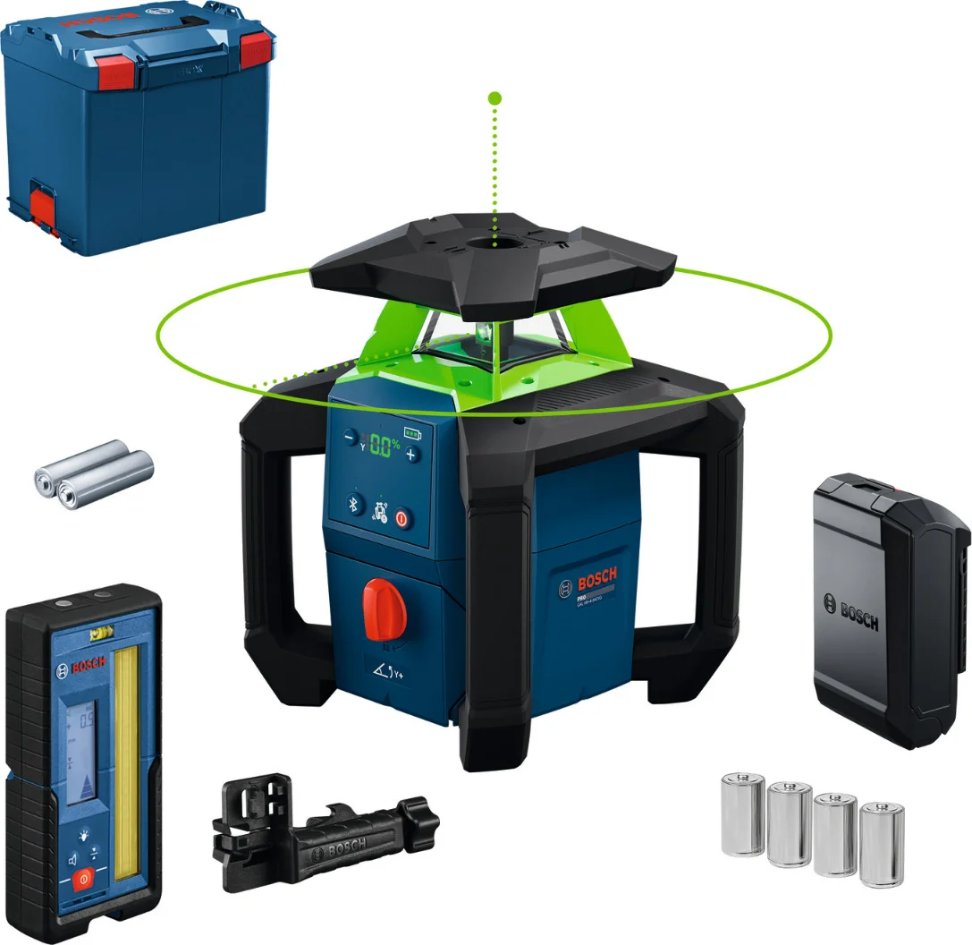 Bosch Professional GRL 18V-4-34 CVG Accu rotatielaser groen + LR45 ontvanger 18V Basic Body in L-Boxx - 0601061H01
