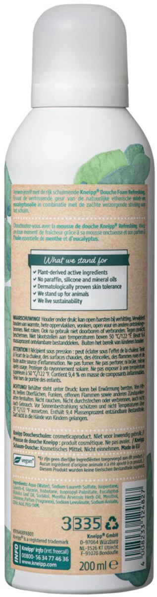 3x Kneipp Douche Foam Refreshing Mint Eucalyptus 200 ml