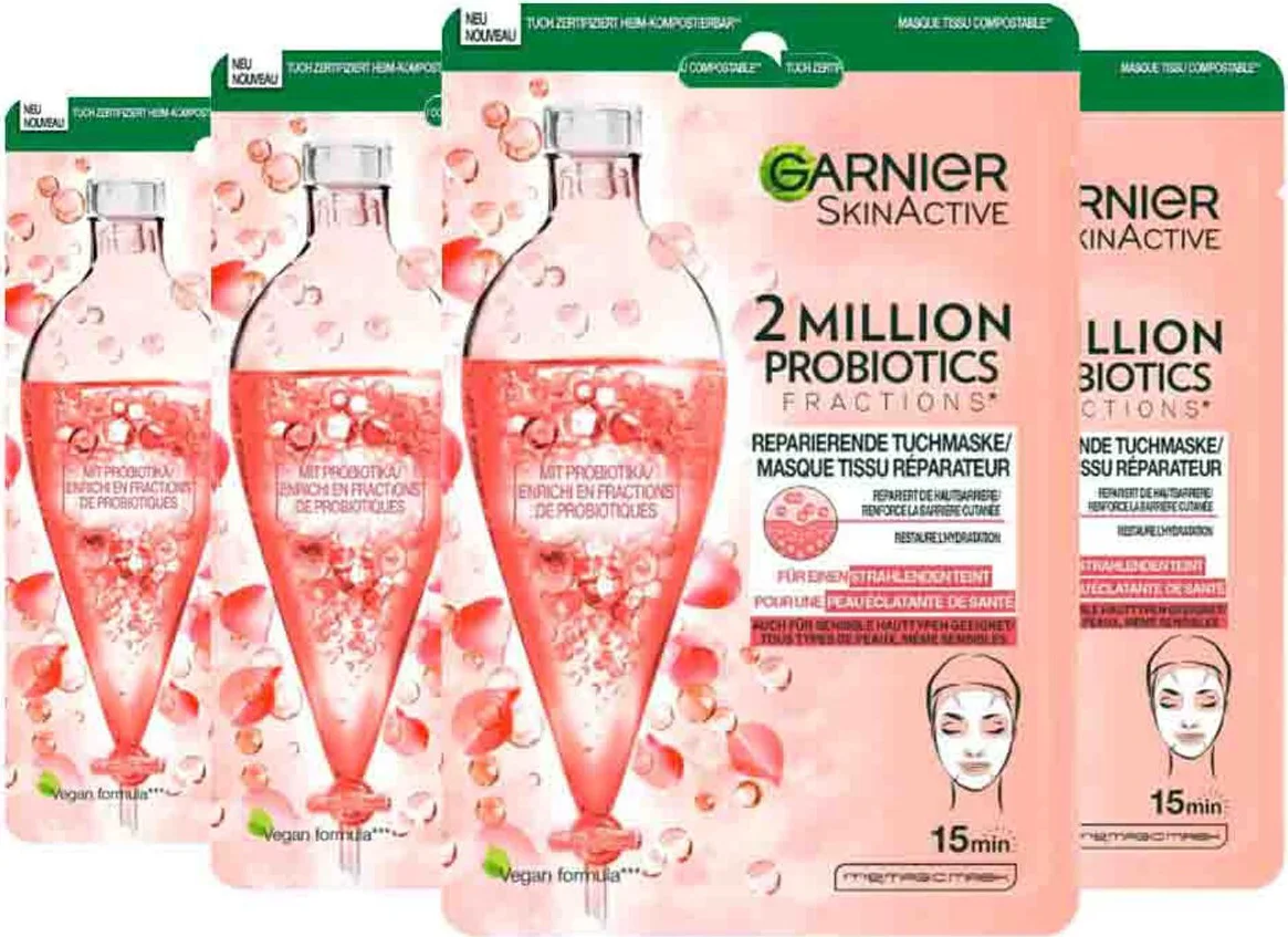 4x Garnier Tissuemasker 2 Millions Probiotics 22 gr