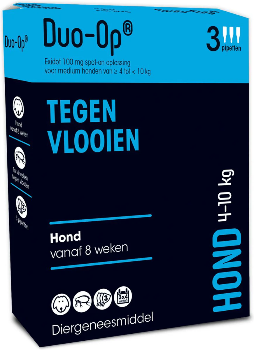 Duo-op Anti Vlooiendruppels Hond 4 - 10 kg 3 pipetten