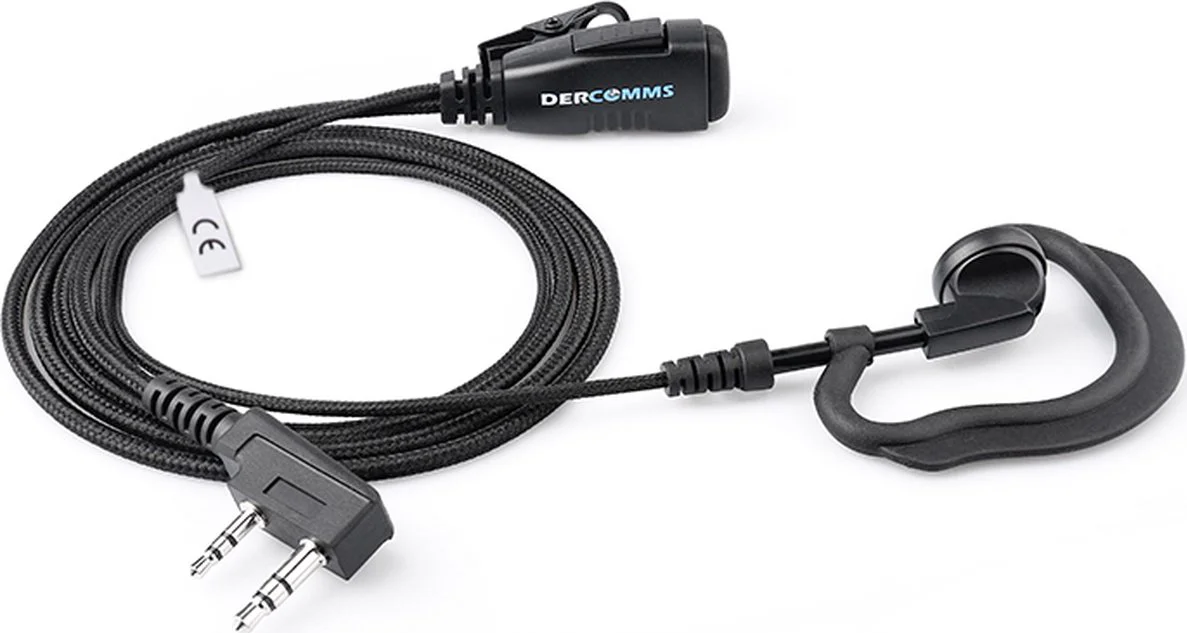 DerComms® Oorhanger headset voor Kenwood TK3201, TK3501, TK3401, TK3701, NX1200, NX1300 met nylon mantel